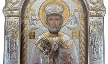 Silver Canvas Saint Nicholas Byzantine Orthodox Icon, 925 Sterling Silver Christian Icon with Glass Cover, Greek Handmade Wall Icon, 10″ L x 7″ W (AS-4/003/G/K) Silver Canvas Saint Nicholas Byzantine Orthodox Icon, 925 Sterling Silver Christian Icon with Glass Cover, Greek Handmade Wall Icon, 10″ L x 7″ W (AS-4/003/G/K)