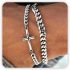 Cross Bracelet for Men, Silver/Gold/Black Mens Cross Bracelets Stack Stainless Steel Cuban Link Chain Bracelet Set Non Tarnish Adjustable Chunky Mens Jewelry Gifts for Men Dad Him Father’s Day