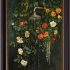 PDSBFZSUHGS DarkBrown Frame Bathroom Green Floral Canvas Wall Art,9 x 11 In