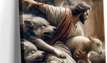 Jesus and Lamb Canvas Wall Art Jesus Saves the Lost Lamb Picture Wall Decor God Protect a Sheep from Wolves Painting Print Christian Poster Artwork for Living Room Bedroom Church (12x16in Canvas) Jesus and Lamb Canvas Wall Art Jesus Saves the Lost Lamb Picture Wall Decor God Protect a Sheep from Wolves Painting Print Christian Poster Artwork for Living Room Bedroom Church (12x16in Canvas)