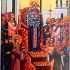 Wooden Greek Christian Orthodox Icon of The Exaltation of the Holy and Life-Bearing Cross – Handmade Religious Wood Icon – 3.5×2.7 in / 9×7 cm / A0